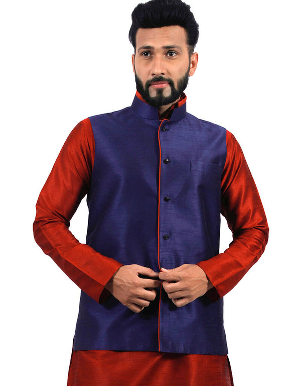 Navy Blue Jacket Art Silk NA