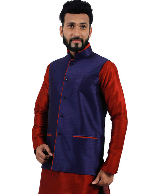 Navy Blue Jacket Art Silk NA Closure View