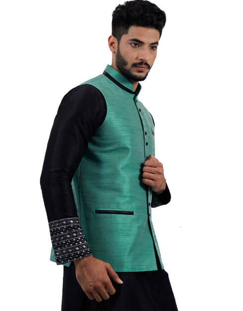 Darkcyan Jacket Art Silk NA Closure View