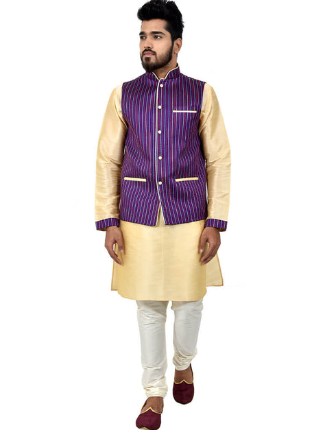 Cream Kurta Art Silk Chudidaar Closure View