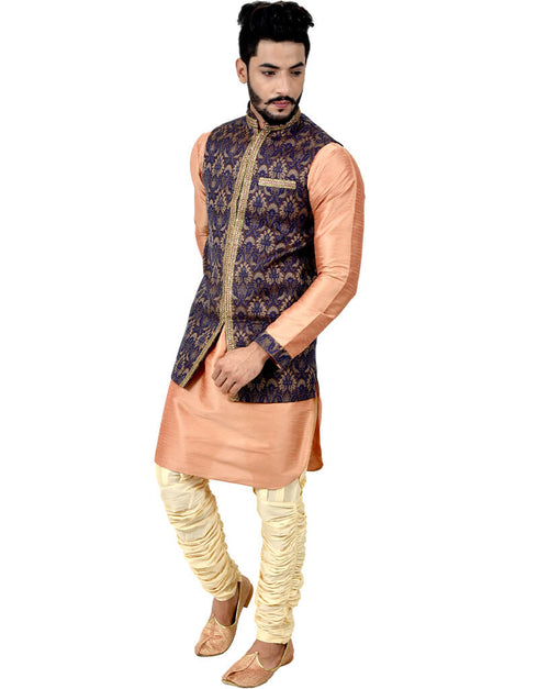 Coral Kurta Art Silk Chudidaar Closure View