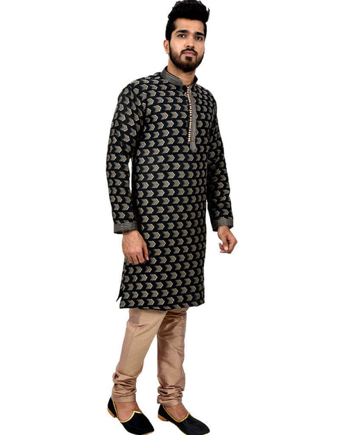 Light Brown Kurta Cottan Silk Chudidaar Closure View