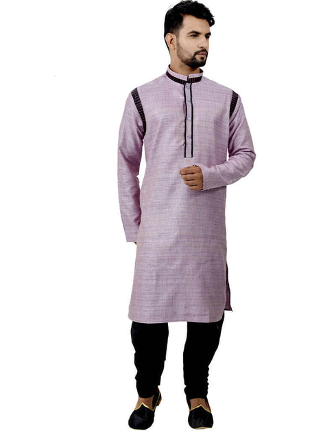 Lavender Kurta Cottan Silk Chudidaar Closure View