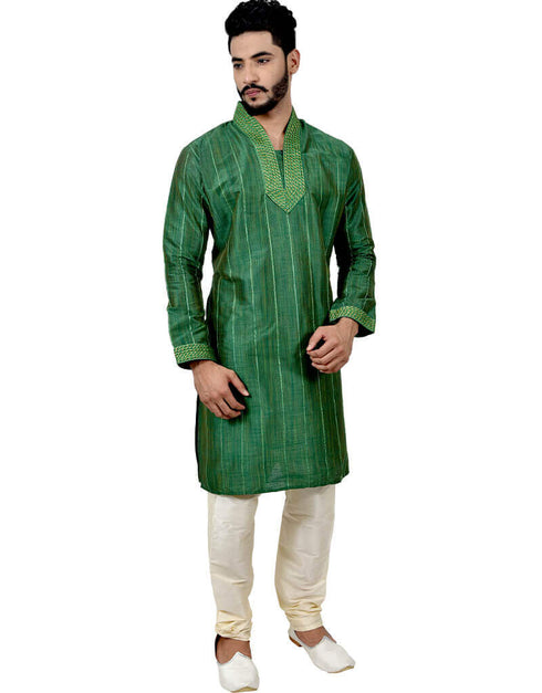 Green Kurta Ghiccha Silk Chudidaar Closure View