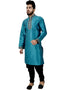 Peacock Blue Kurta Art Silk Chudidaar Closure View