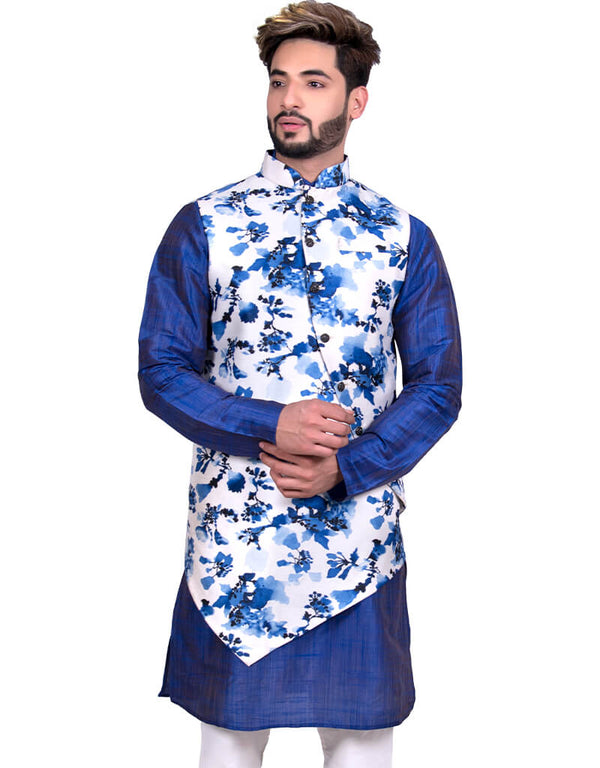 White Mulit Floral Print Jacket Silk NA