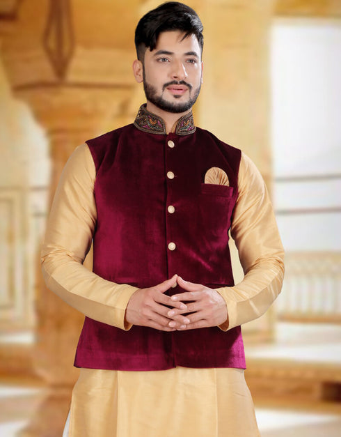Golden Kurta Art Silk Chudidaar Closure View