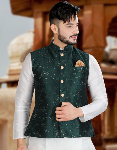 White Kurta Art Silk Chudidaar Closure View