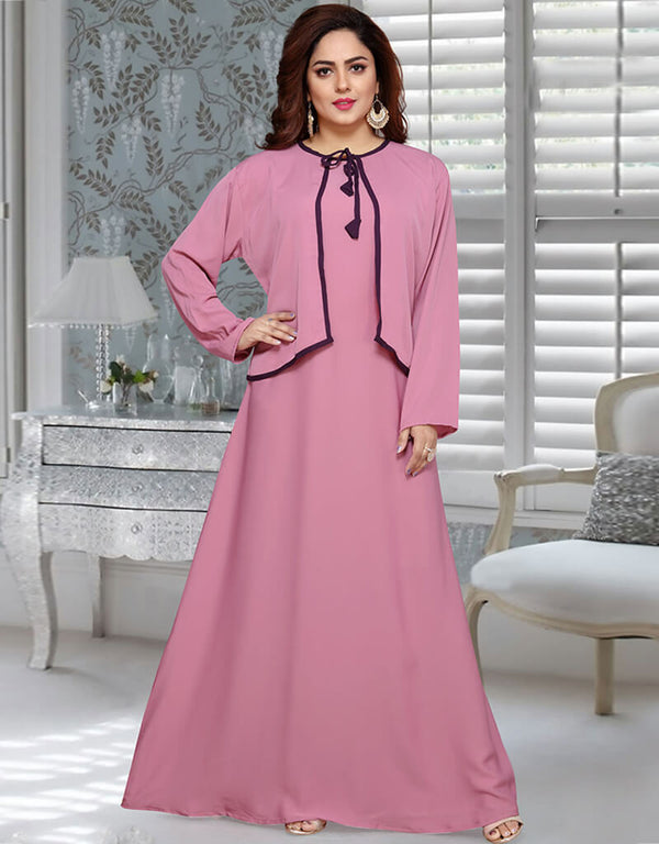 Dubai Pink Simple Koti Style Plain Kaftan