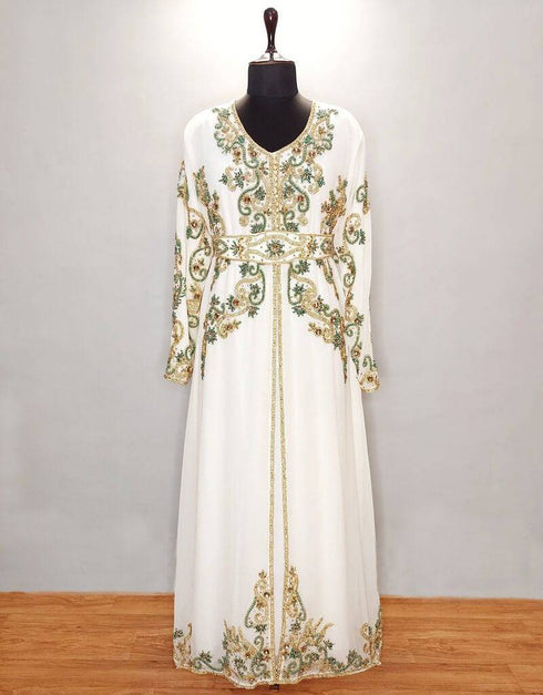 Islamic V neck Jacket Style embroidered kaftan Black