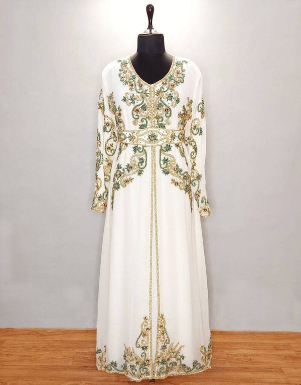 Islamic V neck Jacket Style embroidered kaftan Black