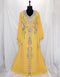 Modern V neck Jacket Style embroidered kaftan Yellow
