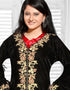 A-line Double Neckline Velvet Party Kaftan