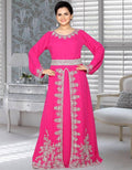 A-line Party Wear Dubai Style Kaftan With Silver work