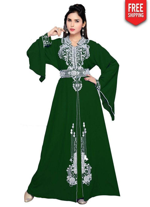Bell Sleeves Embroidered Kaftan Bright