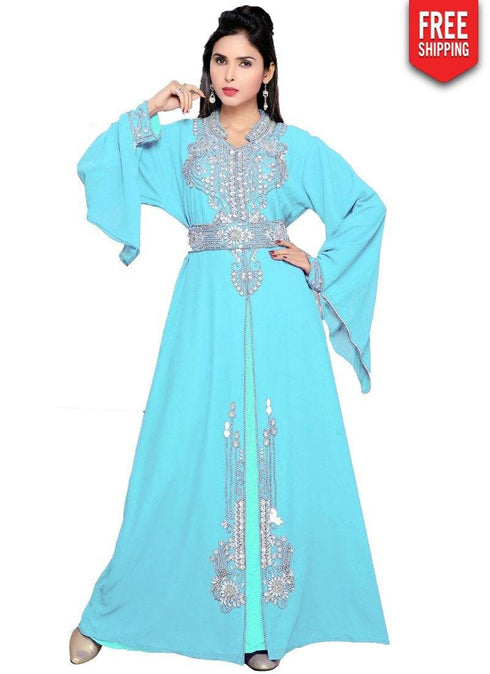 Bell Sleeves Embroidered Kaftan Bright