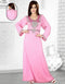 Bright Lilac Embroidered Full Sleeve Slim Fit Kaftan
