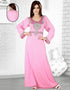 Bright Lilac Embroidered Full Sleeve Slim Fit Kaftan
