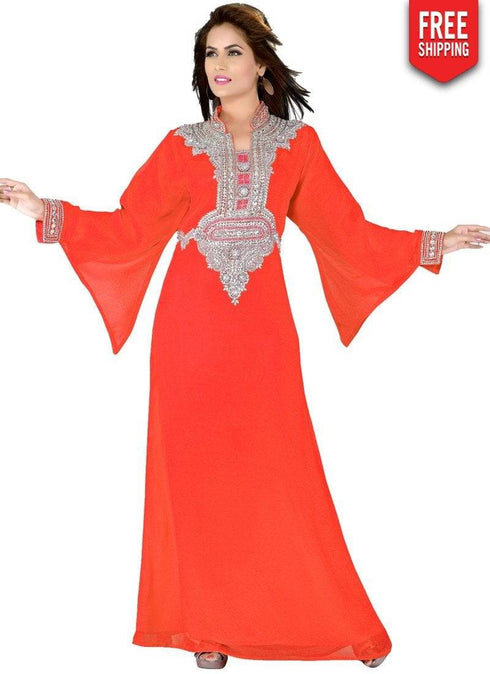 Carmine Fancy Bell Sleeve Slim Fit Kaftan