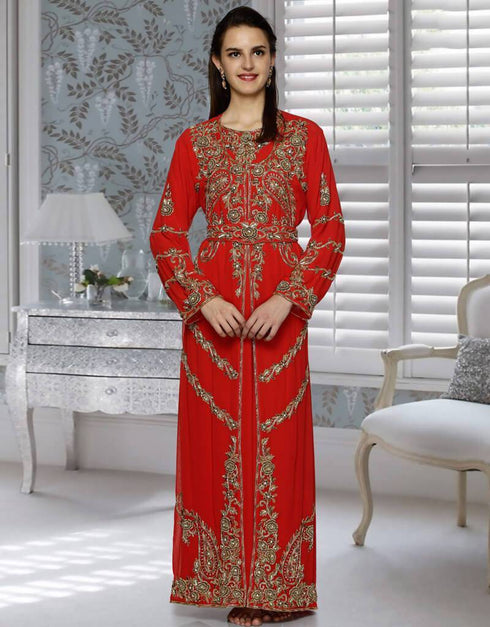 Copper Embroidered Kaftans Dress Smart