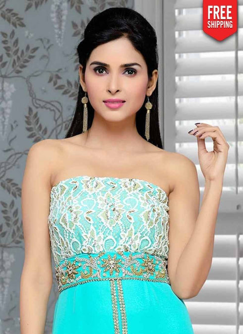 Kaftan embroidery women Sea Green
