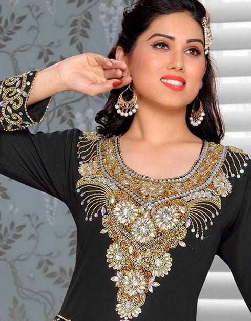 Kaftan With Silver Gold Embroidery