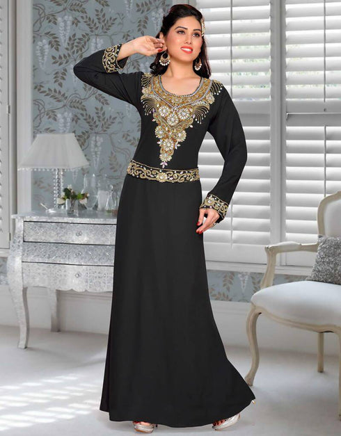 Kaftan With Silver Gold Embroidery