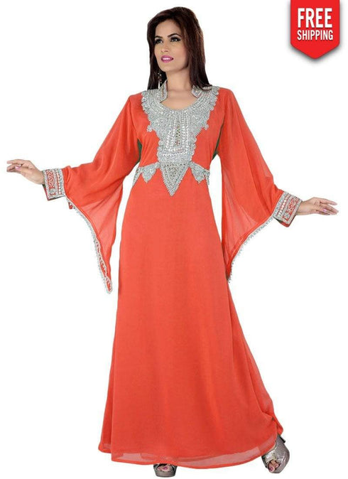 Medium Aquamarine Trendy Bell Sleeve Farasha Kaftan