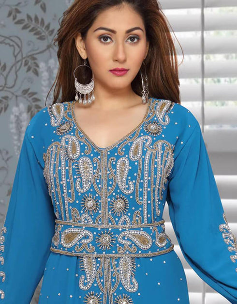 Morocan style kaftan With Golden hand Embroidery