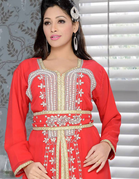 Moroccan Party Wear kaftan With Gold embroidery
