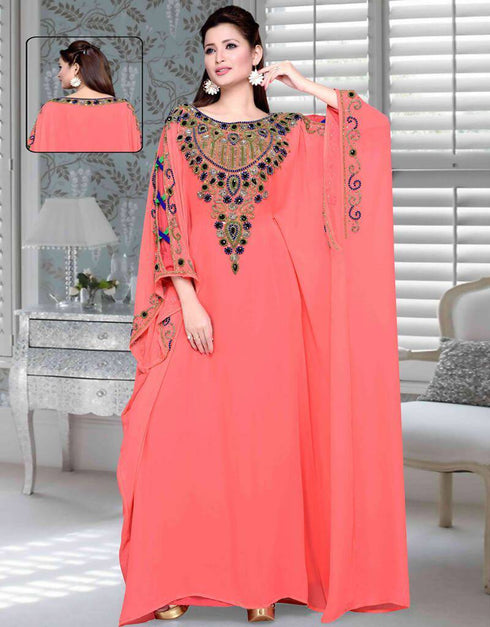 Multicolored embroidered kaftan