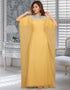 Short Sleeve Farasha Kaftan With Stone Work In neckline