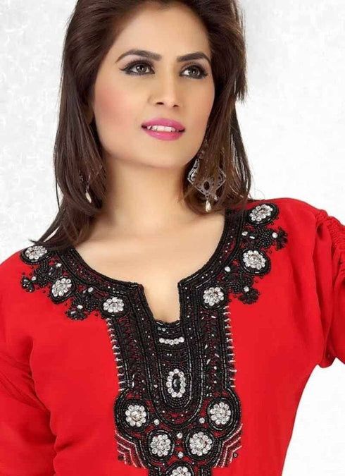 Unique Faux Georgette Short Kaftan