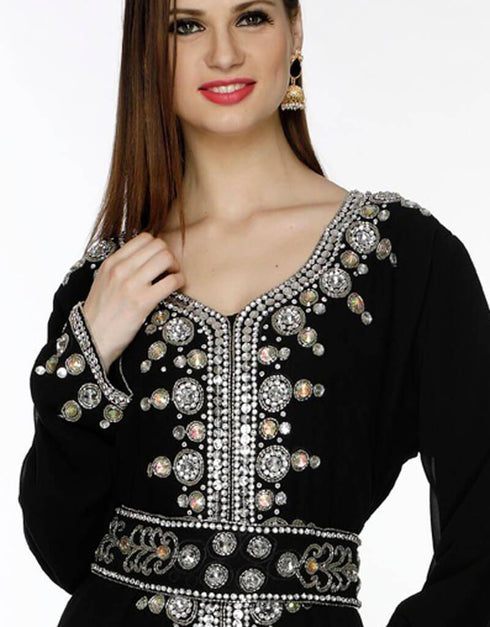 Wedding Kaftan With Silver Handwork