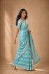 Aqua Blue Georgette Saree With Blouse - Close-up View | Samyak Fashion