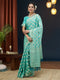 Aqua Blue Georgette Saree With Blouse - Front View | Samyak Fashion