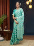 Aqua Blue Georgette Saree With Blouse - Front View | Samyak Fashion