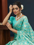 Aqua Blue Georgette Saree With Blouse - Side View | Samyak Fashion