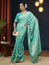 Aqua Blue Georgette Saree With Blouse - Detail View | Samyak Fashion