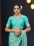Aqua Blue Georgette Saree With Blouse - Close-up View | Samyak Fashion