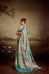 Aqua Green Jacquard Elegant Party Wear Saree Collection With Blouse - Back View | Samyak Fashion