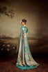 Aqua Green Jacquard Elegant Party Wear Saree Collection With Blouse - Side View | Samyak Fashion