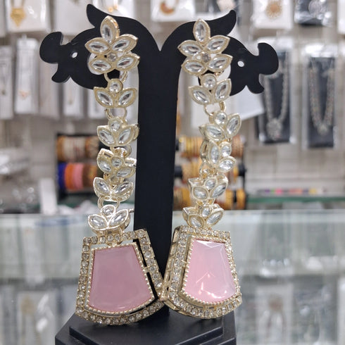 Baby Pink Earrings - Back View | Samyak Fashion