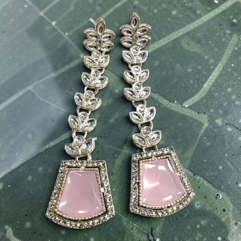 Baby Pink Earrings - Side View | Samyak Fashion