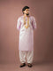 Baby Pink Linen Mens Kurta With Payjama - Front View | Samyak Fashion