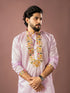 Baby Pink Linen Mens Kurta With Payjama - Side View | Samyak Fashion