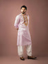 Baby Pink Linen Mens Kurta With Payjama - Close-up View | Samyak Fashion