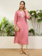 Baby Pink Silk Blend Long Kurti. - Front View | Samyak Fashion