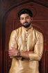 Beige Art Silk Mens Kurta With Payjama - Side View | Samyak Fashion
