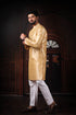 Beige Art Silk Mens Kurta With Payjama - Detail View | Samyak Fashion